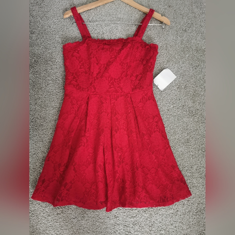 NWT Speechless Red lined lace dress size S new